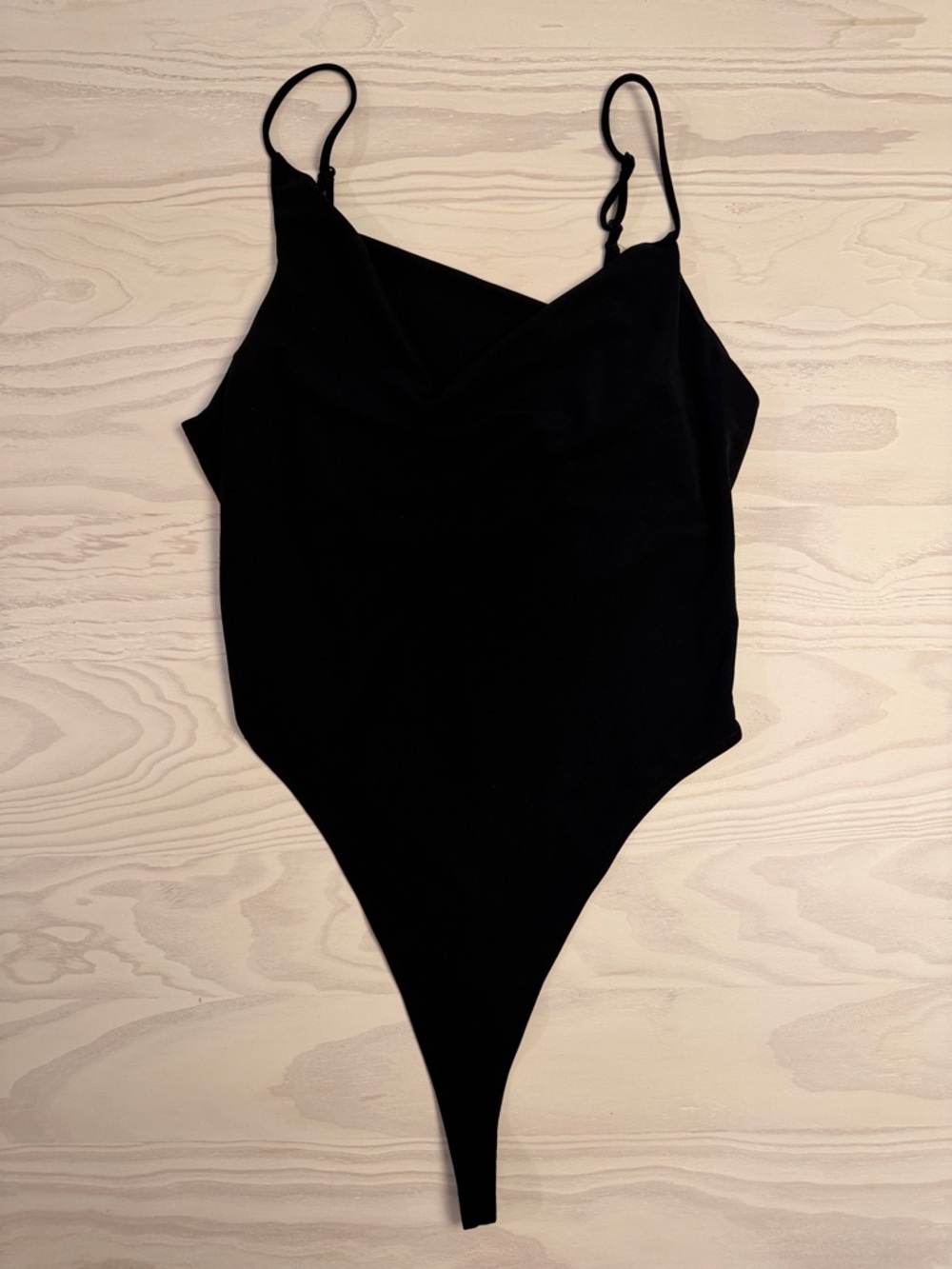 Pull & Bear Black Asymmetrical Cowl Neck Bodysuit